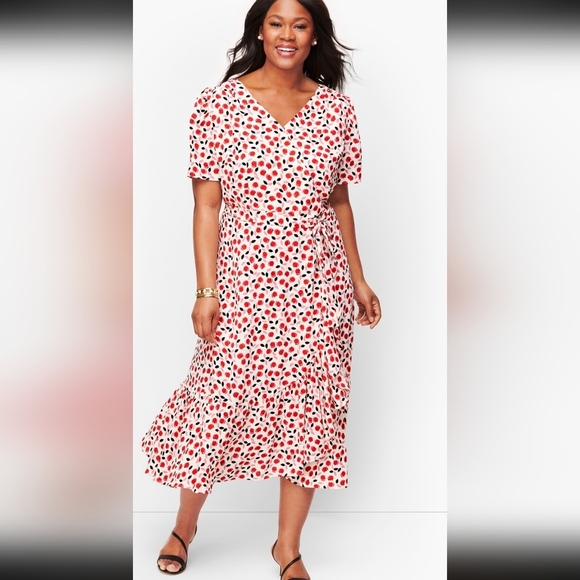 Talbots Dresses & Skirts - Talbots Red and White Floral Midi Dress